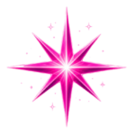 Paso 3. Estrella brillante de ocho puntas en color fucsia neón que simboliza la inspiración y el norte creativo dentro de los desafíos de redacción.