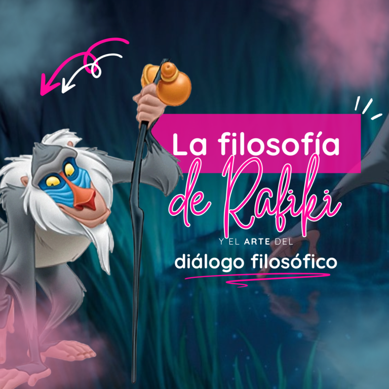 Imagen destacada del artículo "La filosofía de Rafiki y el arte del diálogo filosófico. Un artículo en el que descubrirás con el análisis del Rey León a diferenciar entre la voz narrativa y la voz filosófica.